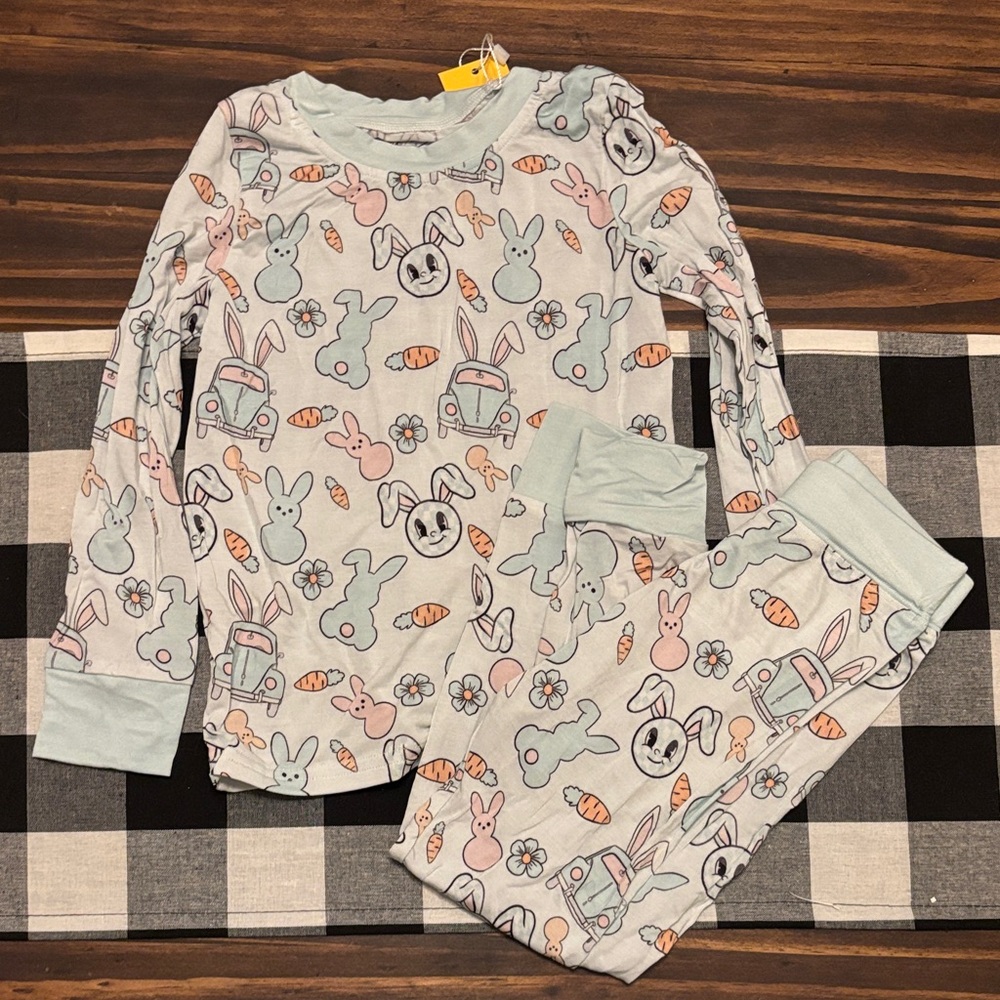 Bamboo Bunny Easter Kids Pajamas set 2T new